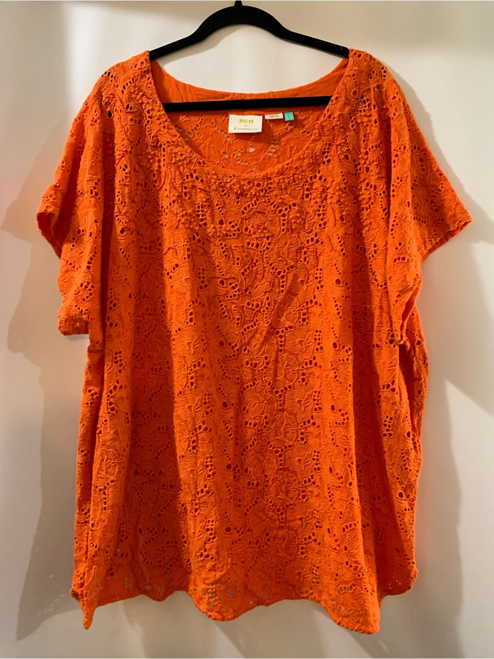 Maeve Orange Eyelet Lace Tunic Top